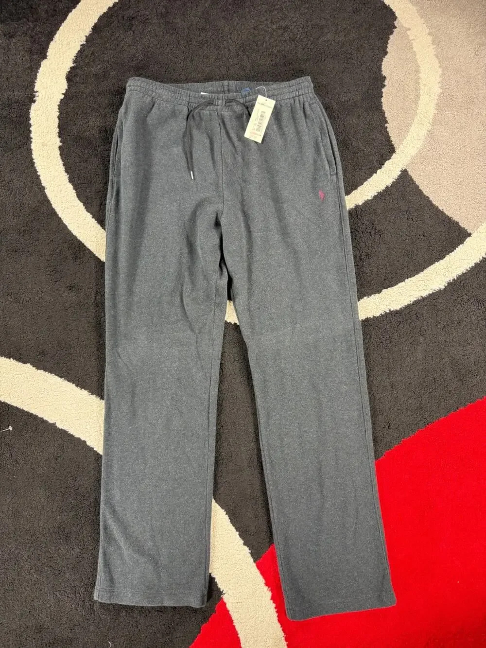 VTG Polo Ralph Lauren Sweatpants Mens Medium Gray Jogger Fleece Drawstring USA